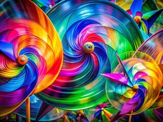 Poster - Abstract Double Exposure: Vibrant Color Wheels & Swirling Hues
