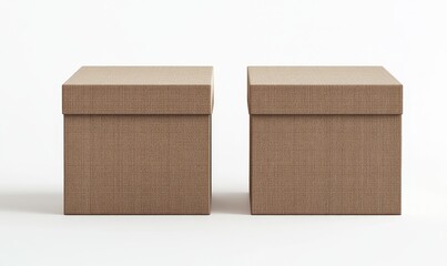 Wall Mural - Two square brown cardboard boxes on white background. (1)