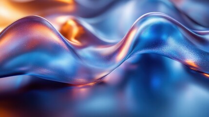 Aufkleber - Futuristic Abstract Design with Iridescent Glass Shapes and Vibrant Blue Colors