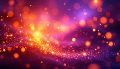 Poster - Glowing abstract background with vibrant bokeh and light particles