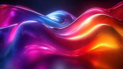 Aufkleber - Abstract Liquid Shapes Vibrant Rainbow Colors Modern 3D Render Background Design