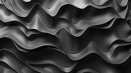 Poster - Abstract black and gray wavy texture creating a dynamic, fluid appearance.