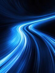 Poster - Abstract blue light trails moving at high speed creating dynamic and futuristic background