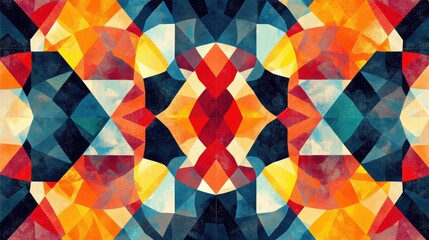Leinwandbilder - Geometric mosaic pattern with a modern color scheme and bold symmetry.