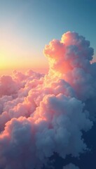Wall Mural - Softly glowing clouds illuminate the sky with warm gentle rays, warm glow, calm, clouds