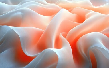 Wall Mural - Transparent pastel flowing silk fabric abstract composition illuminated by soft light