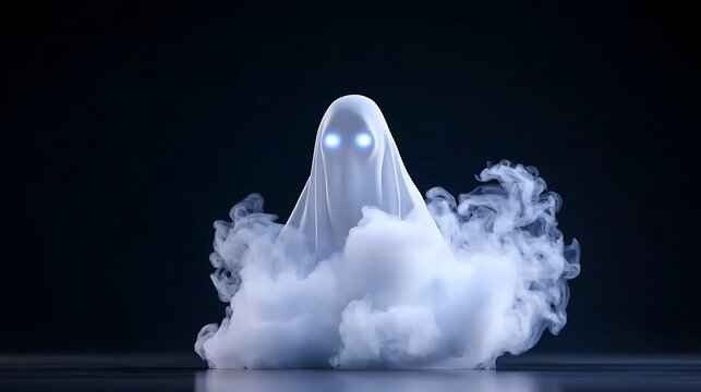 Eerie Ghost Emerging from Fog A Digital Halloween Illustration