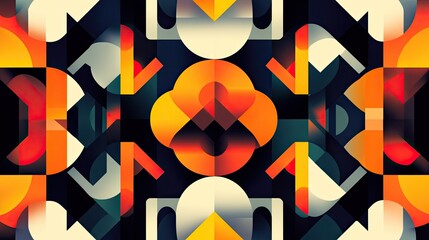 Poster - Modern geometric pattern with bold symmetrical shapes, stylish and abstract.