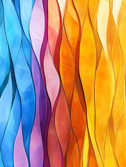 Poster - Vibrant multicolored abstract background with wavy patterns for creative design projects : Generative AI