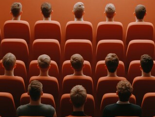 Aufkleber - Mid-Century Modern Auditorium Speaker Presentation with Curved Seating in Earthy Tones - Creative Industry Educational Content and Audience Engagement Insight
