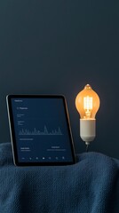 Aufkleber - Minimalist Smart Home Interface Tablet with Real-Time Energy Stats and Modern Lighting - Digital Living Solutions and Smart IoT Management for Urban Tech Lifestyles