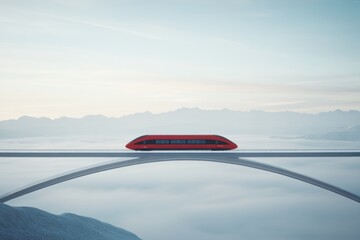 Leinwandbilder - Futuristic High-Speed Train on Aerodynamic Bridge Sleek Design with Renewable Energy for Modern Sustainable Transport Solutions
