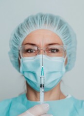 Aufkleber - Precision Healthcare Medical Professional in Protective Gear with Syringe for Enhanced Safety and Hygiene Practices in Clinical Settings