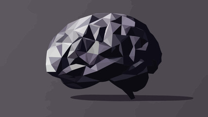 Poster - Polygonal Low Poly Brain in Minimalist Flat Style Vector Illustration for Technology and Scientific Concepts
