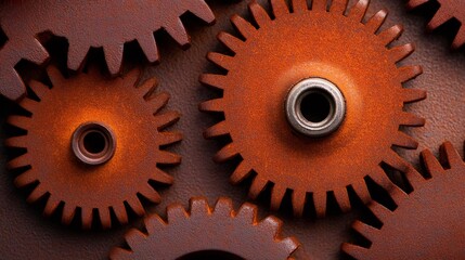 Aufkleber - Rusty gears working together creating a complex mechanism