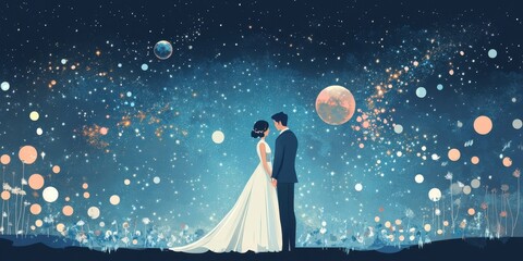 A starry night wedding a celestial couple in love