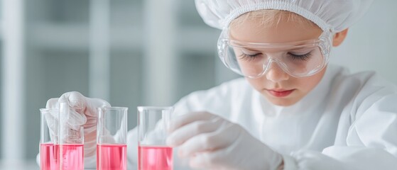 Aufkleber - Contemporary STEM Education Lab Young Female Scientist with Microscope and Test Tubes - Inspiring Hands-On Learning, Trendy Academic Materials for Innovative Science Curriculum in Schools