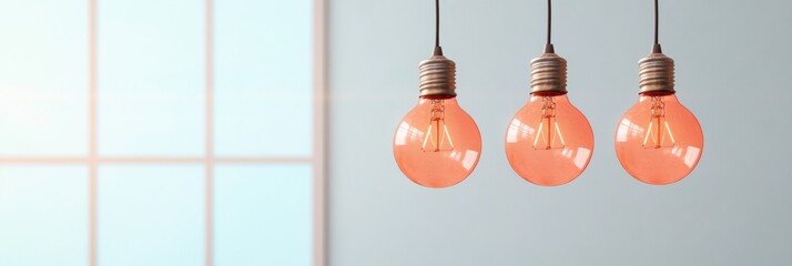 Aufkleber - Modern Industrial Lighting Vintage Edison Bulbs with Soft Glow in Minimalist Workspace - Creative Office Vibes for Enhanced Productivity and Contemporary Interior Design