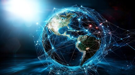 Aufkleber - Interconnected globe design showcasing global networks digital realm infographic style futuristic environment aerial view