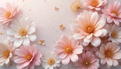 Poster - Delicate Pink and White Flowers Blossom Arrangement