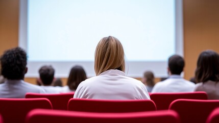 Leinwandbilder - Collaborative Medical Learning Diverse Group in Modern Lecture Hall Engaging in Ethics Dialogue - Enhancing Patient Care Education and Professional Healthcare Development