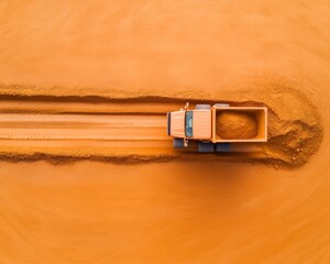 Poster - Dynamic Aerial View of Heavy Machinery in Action on Expansive Earth Tone Terrain - Industrial Development and Infrastructure Growth with Advanced Construction Equipment Efficiency