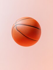 Aufkleber - Minimalist Sports Design Orange Basketball Mid-Bounce on Smooth Gradient Background - Dynamic Athletic Branding and Contemporary Marketing Visuals for Modern Advertising