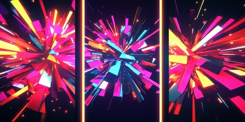 Wall Mural - Textured visual representation blending neon elements and abstract notes.
