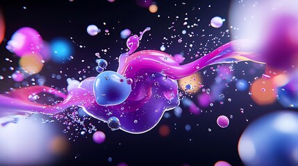 Poster - Dynamic Abstract Composition With Vibrant Pink and Blue Fluid Forms