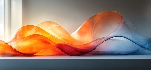 Poster - Minimalist Abstract Art Design with Curved Glass Shapes and Pastel Colors