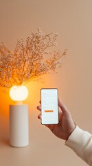 Aufkleber - Contemporary Minimalism Indian Male Using Smartphone for Bill Payment in Cozy, Diffused Home Office - Fintech Solutions and Digital Collaboration for Emerging Markets