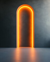 Aufkleber - Industrial Glow Neon-Lit Archway on Textured Concrete - Urban Design and Architecture Content for Modern Construction and Innovative Lighting Solutions
