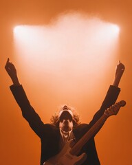 Poster - Electrifying Rock Concert Dynamic Guitarist with Vibrant Lighting Effects - Modern Music Promotion and Live Event Visual Content Creation