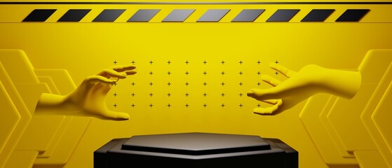 Wall Mural - 3d illustration rendering of y2k 2000s gamer technology futuristic fantasy metaverse cyberpunk sci-f