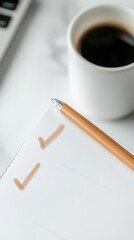 Aufkleber - Minimalist To-Do List Design Close-up of Smartphone with Stylus on Marble Desk - Enhancing Digital Productivity for Modern Workplaces and Efficient Life Management