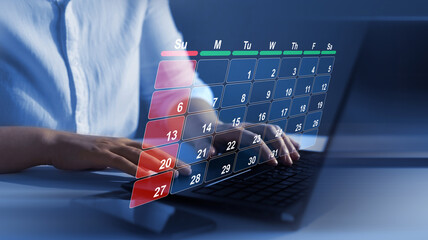 manager who works efficiently and on time on all projects. work calendar, business plan concept. man