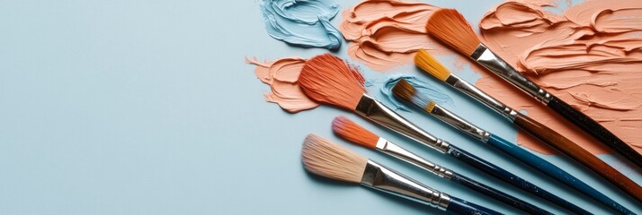 Aufkleber - Contemporary Art Palette Display Vibrant Brushstrokes on Textured Canvas - Creative Materials and Expressive Design for Modern Artistic Endeavors