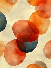 Canvas Print - A pattern of overlapping translucent ovals in warm beige and light coral.