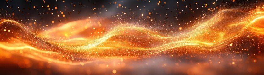 Poster - Vibrant Abstract Energy Flow with Warm Colors and Dreamy Light in Impressionist Style