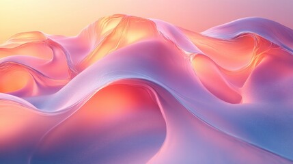 Poster - Abstract Flowing Liquid Design with Iridescent Gradient in Soft Pastel Colors