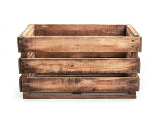 Empty rustic wooden crate isolated on white. (2)