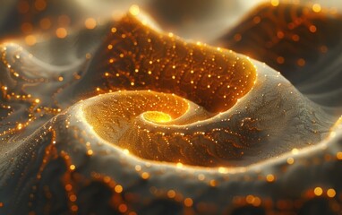 Fototapete - Luminous Golden Spiral: An Abstract Cosmic Pattern
