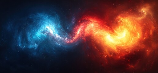 Poster - Abstract Blue Red Gradient Background with Glowing Light Swirl Noise Texture Design