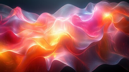 Poster - Abstract Vibrant Glow Background with Iridescent Translucent Shapes in Modern Digital Art Style