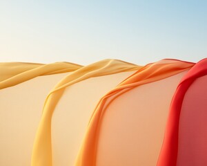 Poster - Gradient Fabric Aesthetic Flowing Colorful Textiles in Soft Sunlight - Vibrant Decor Content and Creative Design Inspiration for Modern Interior Styling