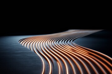 Aufkleber - Futuristic Flowing Light Design Metallic and Neon Lines on Textured Surface - Inspiring Modern Visual Content for Innovative Branding and Digital Marketing Strategies