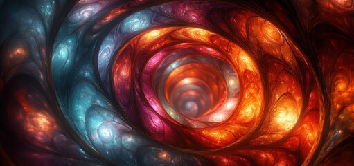 Aufkleber - Vivid Abstract Spiral Patterns with Reflective Surface and Colorful Light Effects