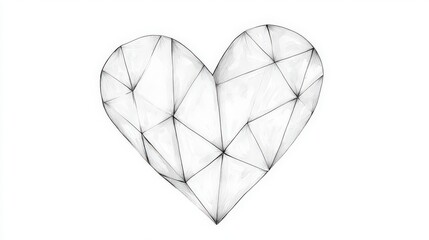 Poster - Geometric Heart Design Outline Illustrating Love and Connection with Modern Artistic Approach