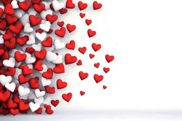 Sticker - White background with a large number of red and white hearts scattered throughout. Concept of love and affection