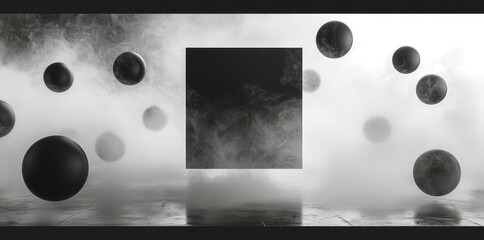 Poster - Black and white image of smoke and smoke balls